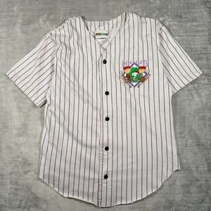 Peanuts Baseball Jersey Mens Large White Vintage Pinstripe Charlie Brown Snoopy
